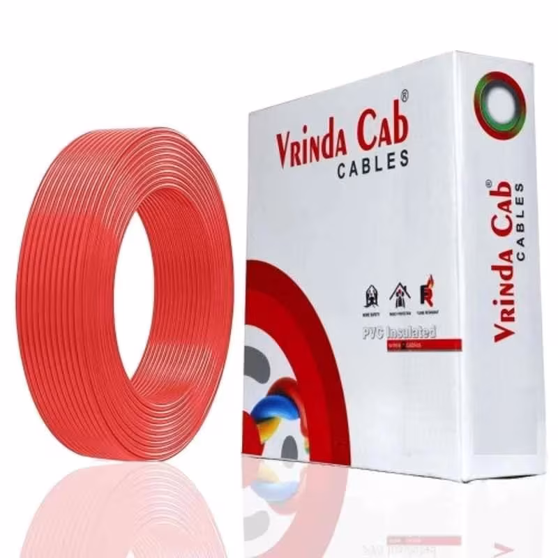 Vrinda Cab 4 Sqmm Red Single Core FR PVC Insulated Flexible Electrical Wire, Length: 45 m