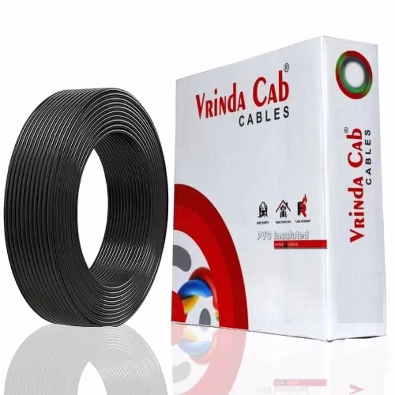 Vrinda Cab 4 Sqmm Black Single Core FR PVC Insulated Flexible Electrical Wire, Length: 45 m