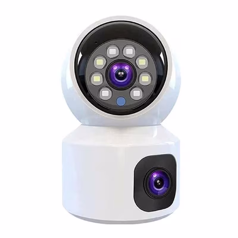 Power Pixel 5MP 1080p ABS Dual Lens Wi-Fi Camera with IR Night Vision, Motion Detection & Two-Way Audio
