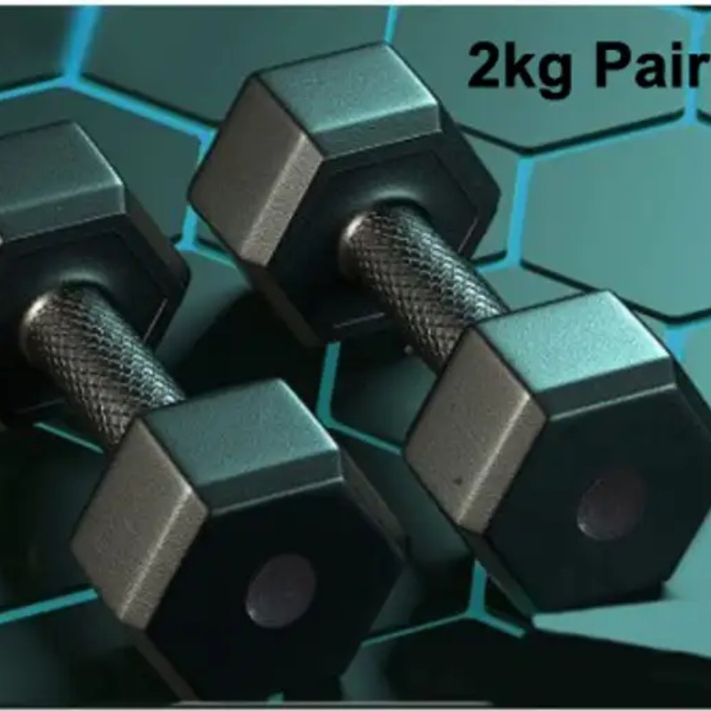 DCS Pro FITNESS (2kg * 2) Dumbbells Set - 1 Pair of Dumbbells - Best for Light WORK - OUT Fixed Weight Dumbbell (2 kg)