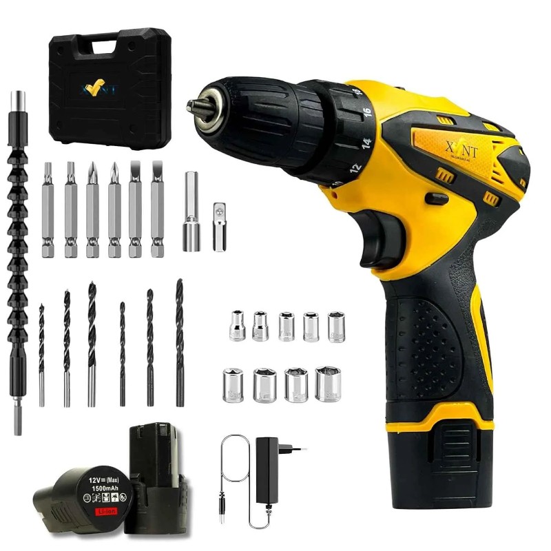 XLNT 27 Pcs 12V 0 550 And 01980rpm Cordless Drill Driver Kit XTCDS126