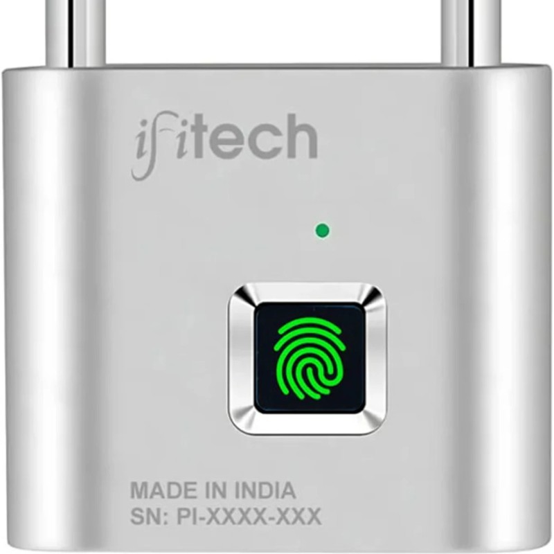 IFITech Smart Fingerprint Padlock, Biometric Keyless Lock with 20 Fingerprint Storage, Rechargeable | Ideal for Homes/Office/Travel (Small) Smart Door Lock (Grey)