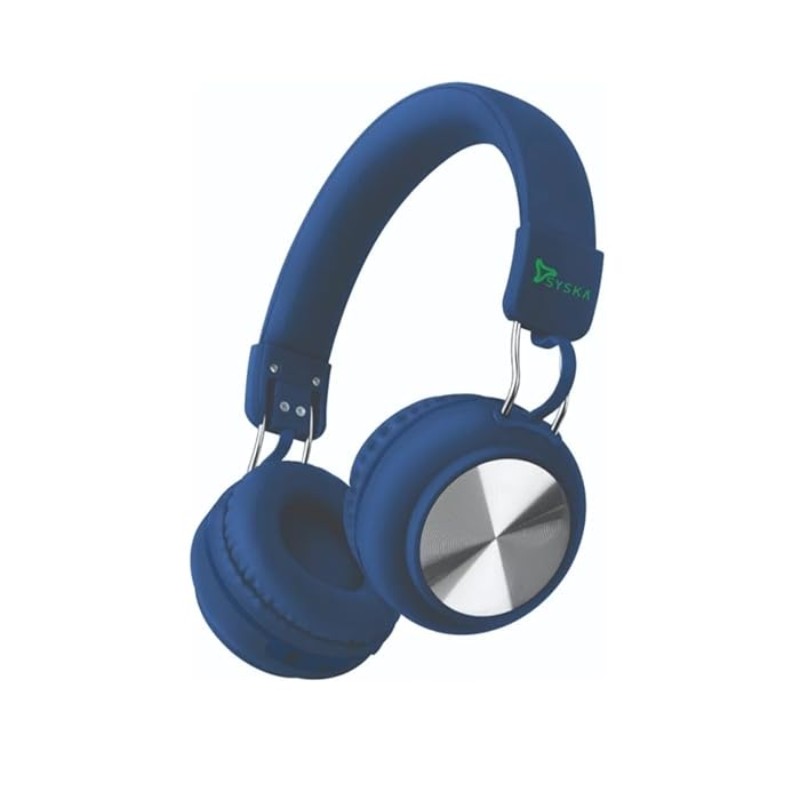 SYSKA BASSTEQ BS0856 Bluetooth Wireless & Wired Headset (Blue)