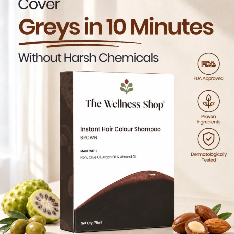 Buy Instant Brown Hair Colour Shampoo – Tone Depositing & Colour Enhancing Wash _ The Wellness Shop