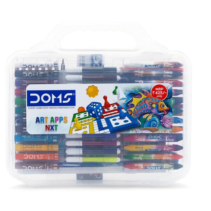 Doms Art Apps Nxt Kit With Plastic Carry Case Perfect Value Pack  Kit For School Essentials Gifting Range For Kids Combination of 9 Stationery Items