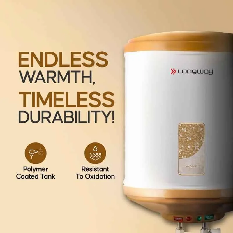 Longway Superb 10 Ltr 5 Star Rated Automatic Instant Water Heater for Home, Water Geyser, Electric Geyser with Multiple Safety System & Anti-Rust Coating (Ivory, 10 Ltr) - Image 11